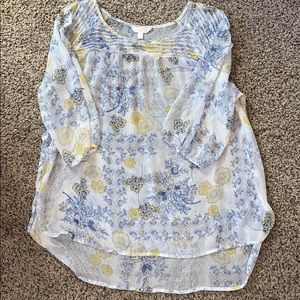 3/$15 - LC Chiffon Sheer Floral Peasant Blouse